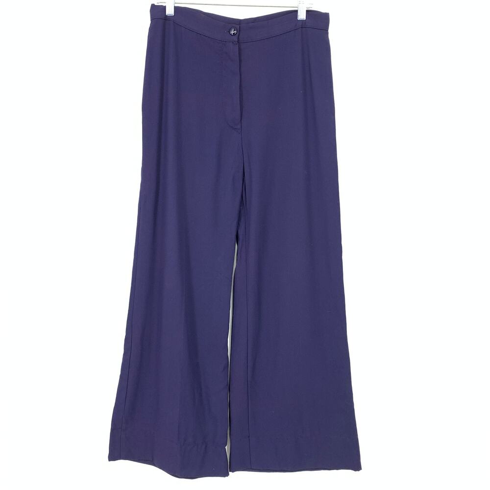 Vintage Extra Wide Leg Flare Pants Womens Apx Sz 32" X 29" Blue High Waisted